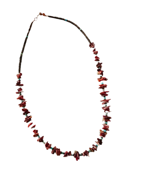 Handcrafted Spiny, Turquoise & Heishi 18” Beaded Necklace