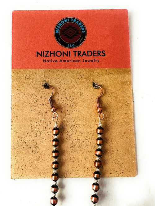 Handcrafted Copper, Sterling Silver Beaded Dangle Earrings