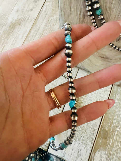 Handcrafted Sterling Silver & Turquoise Beaded Necklace