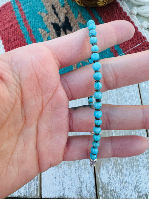 Handcrafted Turquoise & Sterling Silver Beaded Bracelet