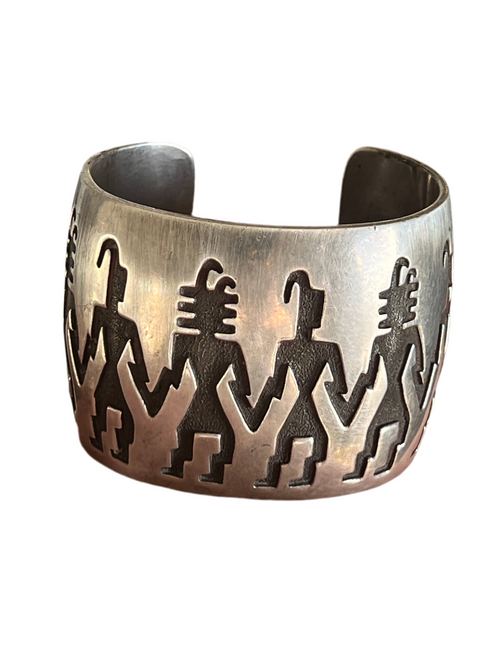 Handcrafted Vintage Sterling Silver Hopi Petroglyph Cuff
