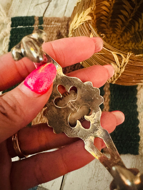 Handcrafted Old Pawn Multi Stone & Sterling Silver Inlay Cuff Bracelet