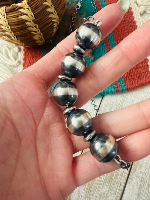 Navajo Sterling Silver Pearl Beaded Chain Necklace