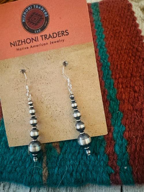 Handcrafted Sterling Silver Pearl Beaded Dangle Earrings