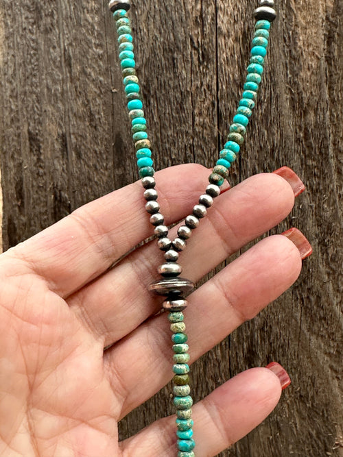 The Cowboy Handcrafted Sterling Silver & Turquoise Beaded Lariat Necklace