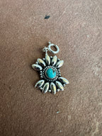 Handmade Sterling Silver & Turquoise Silver Flower Charm