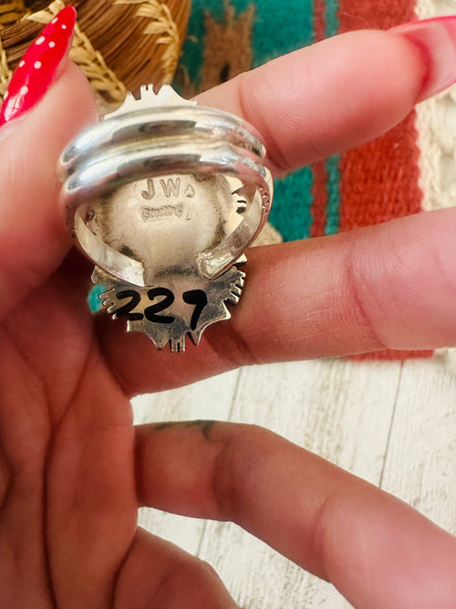 Old Pawn Navajo Sterling Silver & Turquoise Ring Size 10