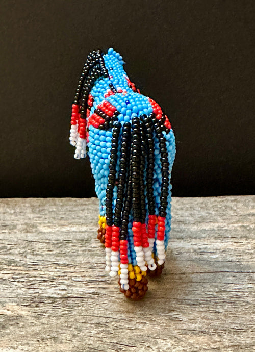 Handmade Peyote Stitched Horse Figurine- Blue 1