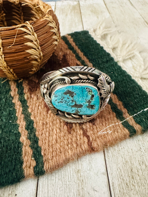 Handcrafted Old Pawn Turquoise & Sterling Silver Cuff Bracelet