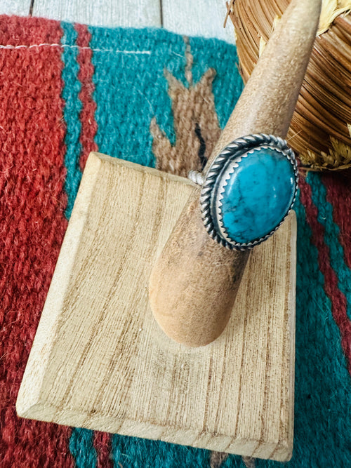 Old Pawn Navajo Sterling Silver & Turquoise Ring Size 4.75