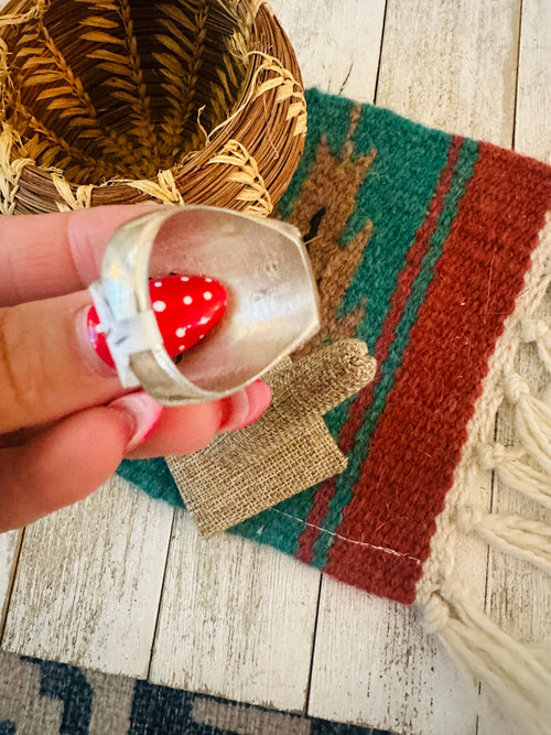 Handcrafted Old Pawn Sterling Silver, Onyx & Opal Inlay Ring Size 11.5