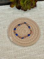 ** 4TH OF JULY ** Handmade Sterling Silver , Coral & Lapis Beaded Bracelet with Signed Nizhoni