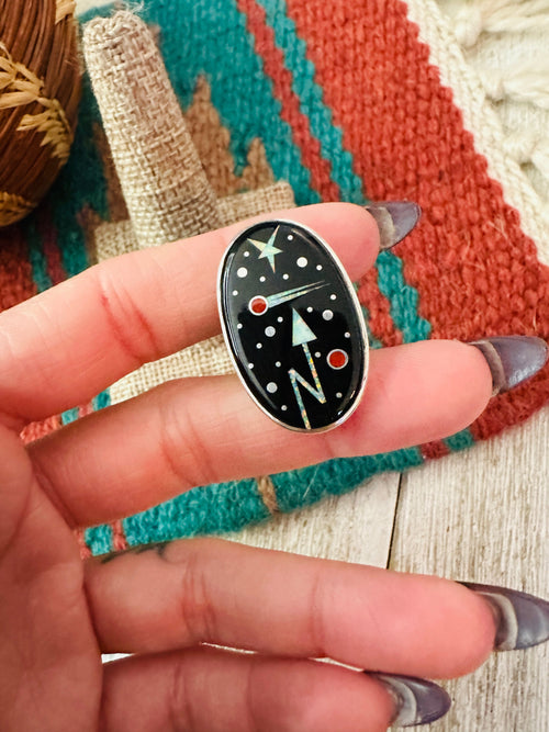 Handcrafted Multi Stone & Sterling Silver Inlay Starry Night Ring by Matthew Jack
