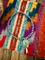 Handcrafted 3mm Sterling Silver Pearl & Turquoise Blossom Stretch Bracelet