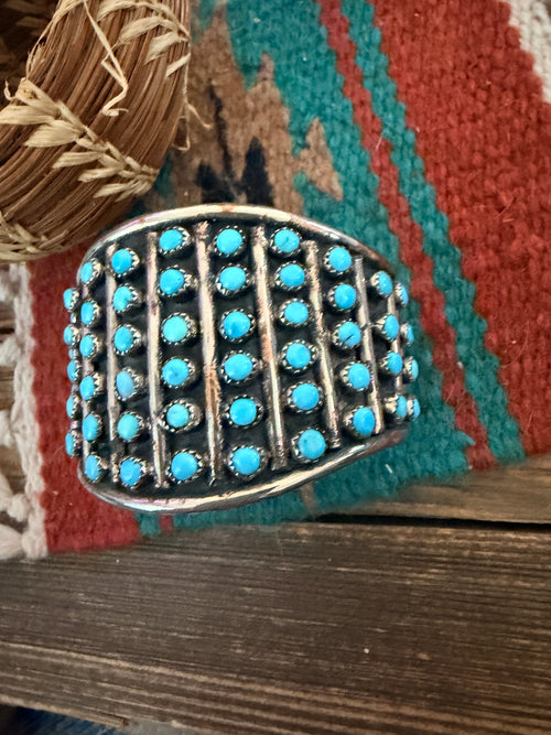 Handcrafted Old Pawn Nickel Silver & Turquoise Cuff Bracelet