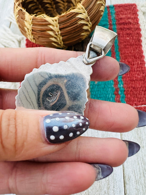 Old Pawn Handcrafted Multi Stone and Sterling Silver Inlay Pendant