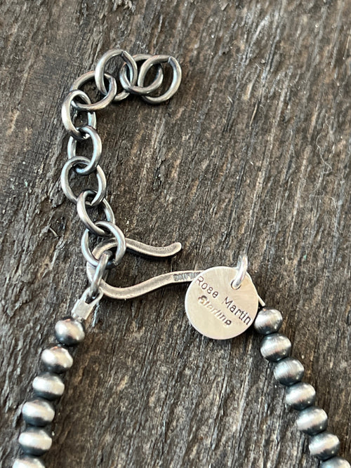 Navajo Electric Rainbow Sterling Silver, Turquoise and Spiny Oyster Single Strand Beaded Necklace by Rose Martin, 18 + 2 Inches