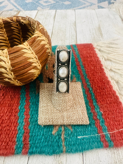 Handcrafted Old Pawn Sterling Silver & Mother of Pearl Ring Size 6