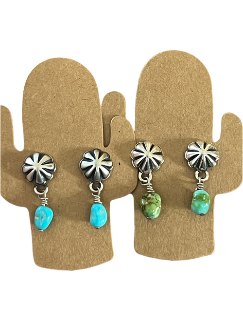 Handcrafted Summer Lovin’ Sterling Silver and Turquoise Concho Post Earrings