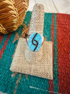 Old Pawn Navajo Sterling Silver, Turquoise & Onyx Inlay Ring Size 9