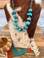 Old Pawn Handcrafted Turquoise & Sterling Silver Pearl Beaded 18” Necklace