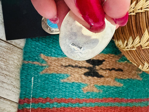 Handcrafted Old Pawn Sterling Silver & Turquoise Inlay Post Earrings