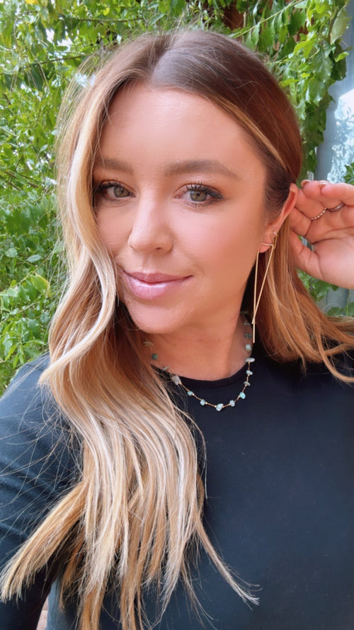 “The Golden Collection” Wild Storm Handmade Turquoise Beaded 14k Gold Plated Necklace