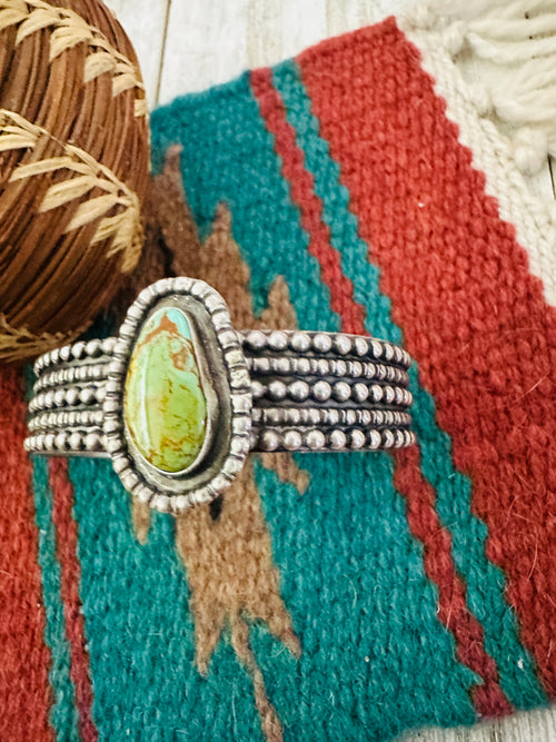 Handcrafted Old Pawn Turquoise & Sterling Silver Cuff Bracelet