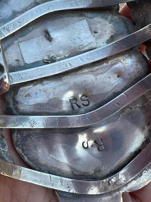 Estate Collection Old Pawn Sterling Silver & Turquoise Cuff Bracelet /