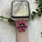 Nizhoni Pink Fire Opal & Sterling Silver Handmade Watch Charms Pointy Petals