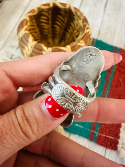 Handcrafted Old Pawn Sterling Silver & Multi Stone Ring Size 8.5