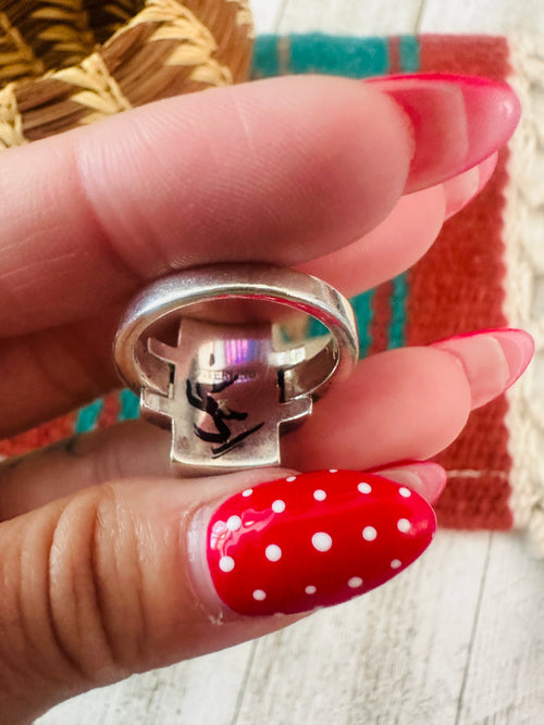 Old Pawn Navajo Sterling Silver, Lapis & Turquoise Inlay Ring Size 7