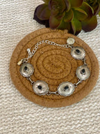 Old Pawn Vintage Sterling Silver & Onyx Link Bracelet