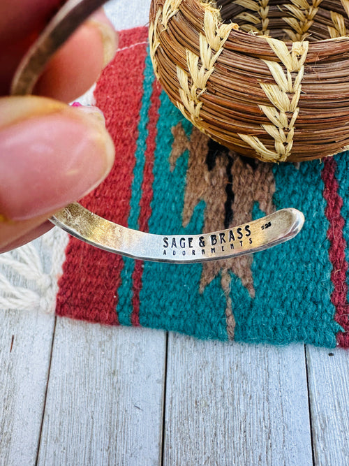 Old Pawn Hand Stamped Sterling Silver Arrow Cuff Bracelet