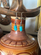 Navajo Made Sterling Silver Petite Summer Lovin’ Sonoran Turquoise Beaded Drop Earrings, Leverback