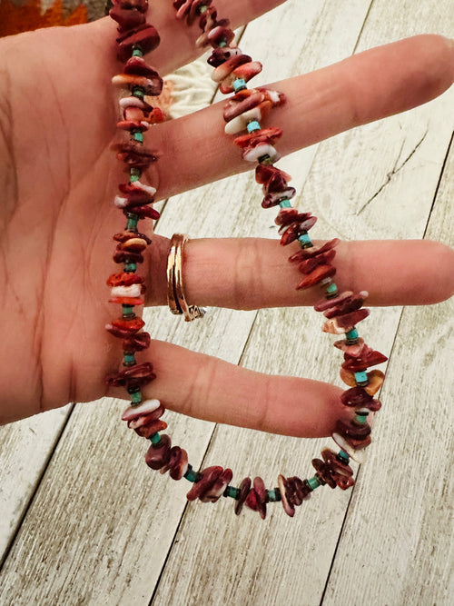 Handcrafted Spiny, Turquoise & Heishi 18” Beaded Necklace