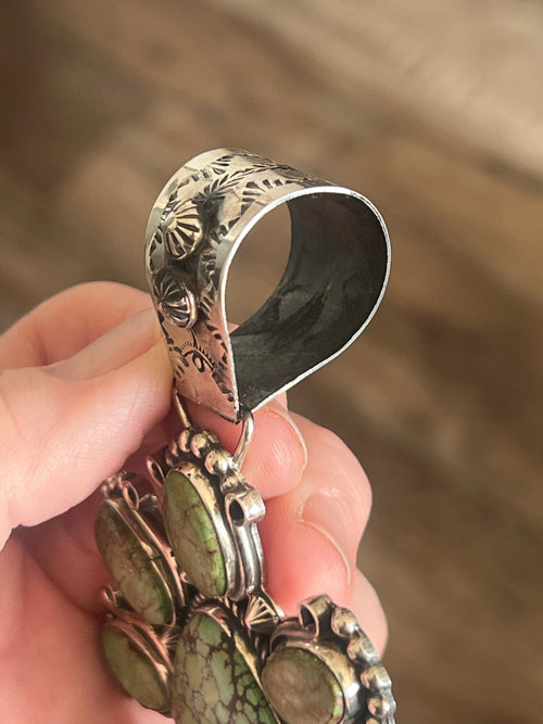 Sterling Silver, Hubei & Egyptian Turquoise Cluster Pendant by Rosella Paxson