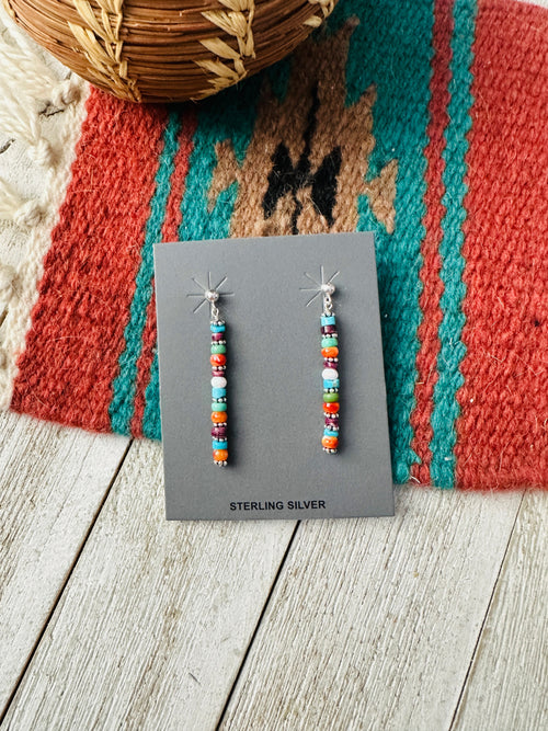 Handcrafted Multi Stone & Sterling Silver Beaded Dangle Earrings
