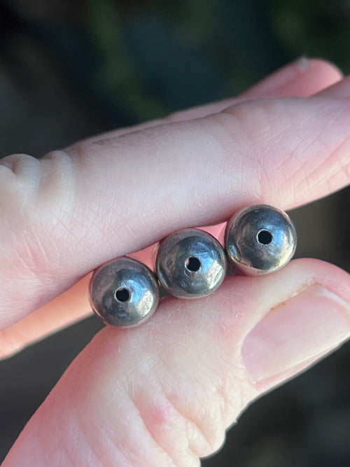 Handmade Stamped Sterling Silver Barrel Beads, Intersection