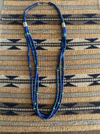 Old Pawn Sterling Silver Lapis and Turquoise Beaded 28 inch Necklace