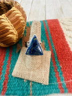 Old Pawn Navajo Sterling Silver & Azurite Ring Size 7