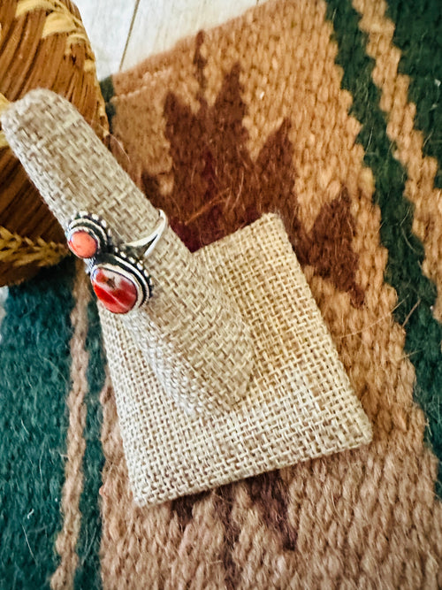 Handcrafted Old Pawn Sterling Silver & Spiny Ring Size 6.25