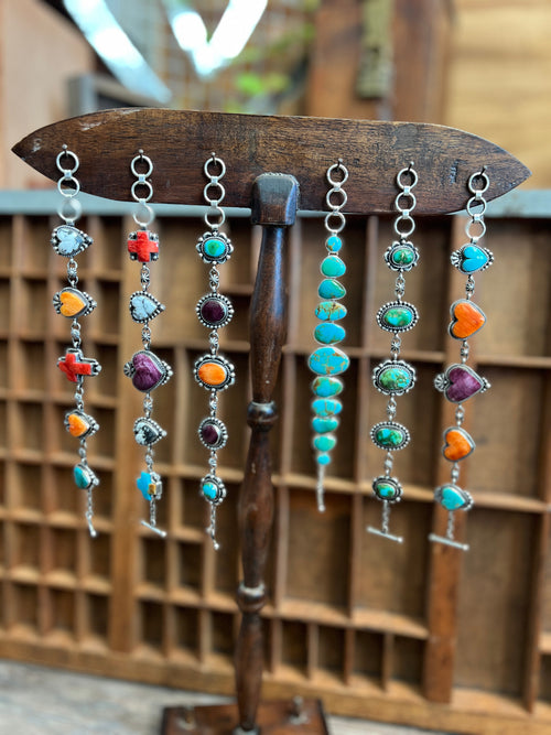 Diane Wylie Handcrafted Sterling Silver, Spiny Oyster & Turquoise Link Bracelets