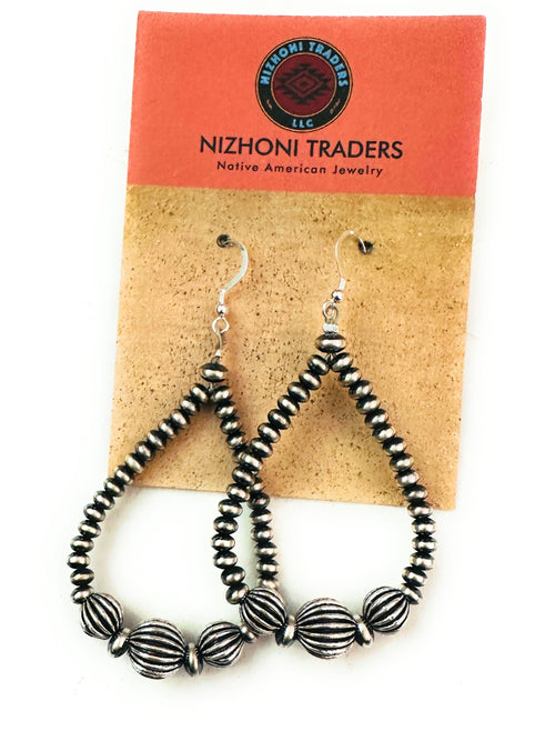 Handcrafted Sterling Silver Pearl Dangle Hoop Earrings