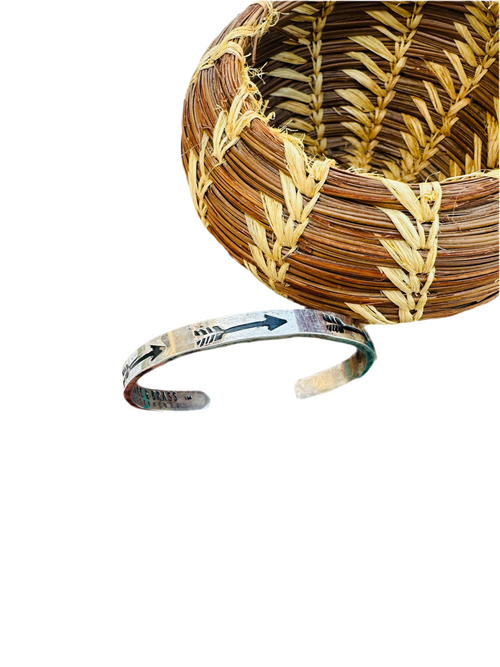 Old Pawn Hand Stamped Sterling Silver Arrow Cuff Bracelet