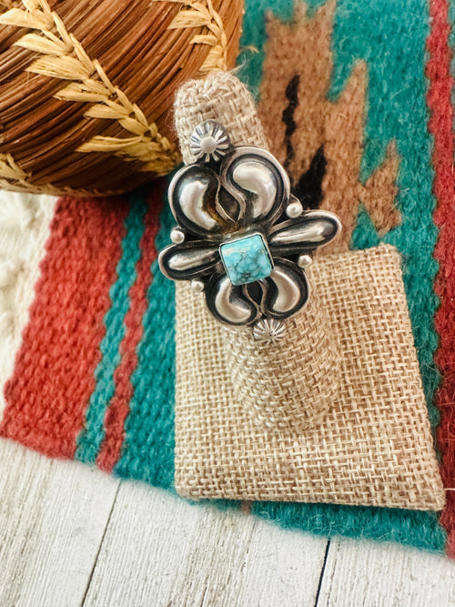 Old Pawn Navajo Sterling Silver & Turquoise Ring Size 6