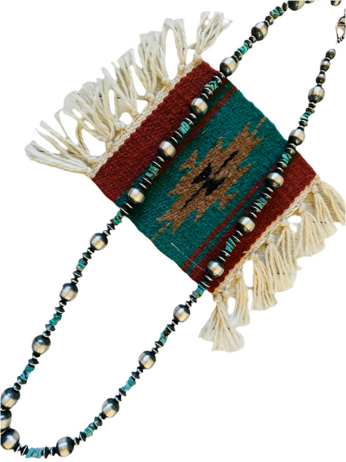 Navajo Turquoise & Sterling Silver Pearl Beaded Necklace