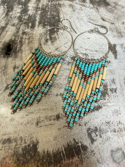 “The Golden Collection” Wild Whisper Hoops Handmade Multi Color Beaded Earrings