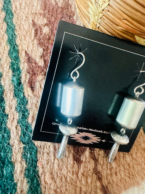 Handcrafted Sterling Silver Beaded Blossom Dangle Earrings