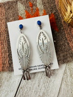 Old Pawn Navajo Sterling Silver & Lapis Dangle Earrings
